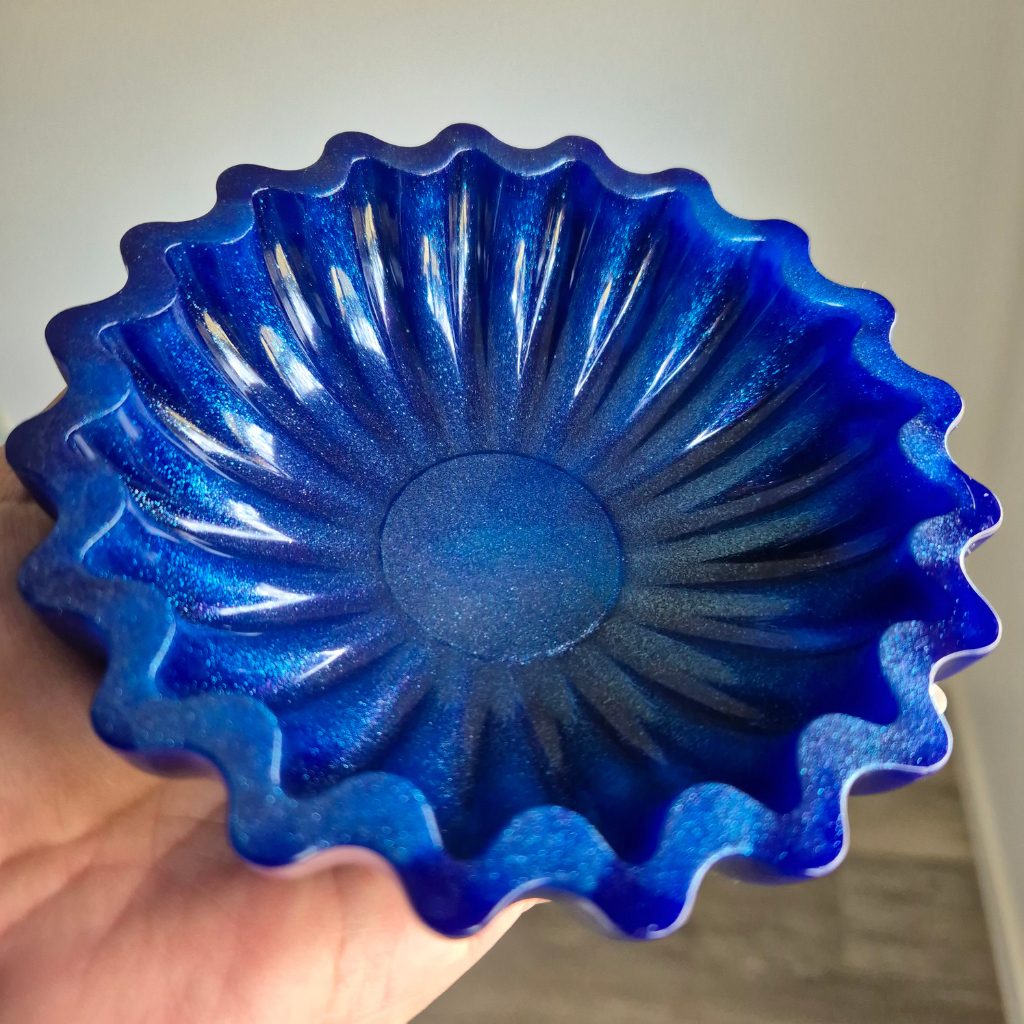 Cobalt Blue Shimmer Fluted Trinket Bowl