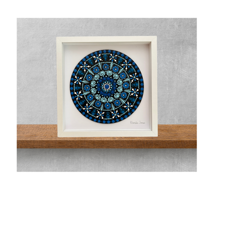 Blueberry Creme Acrylic Hand-dotted Mandala