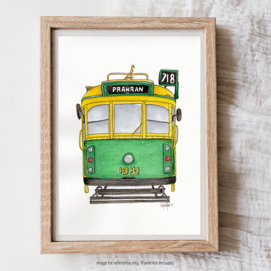 Watercolour Art Print - 'Prahran Tram'