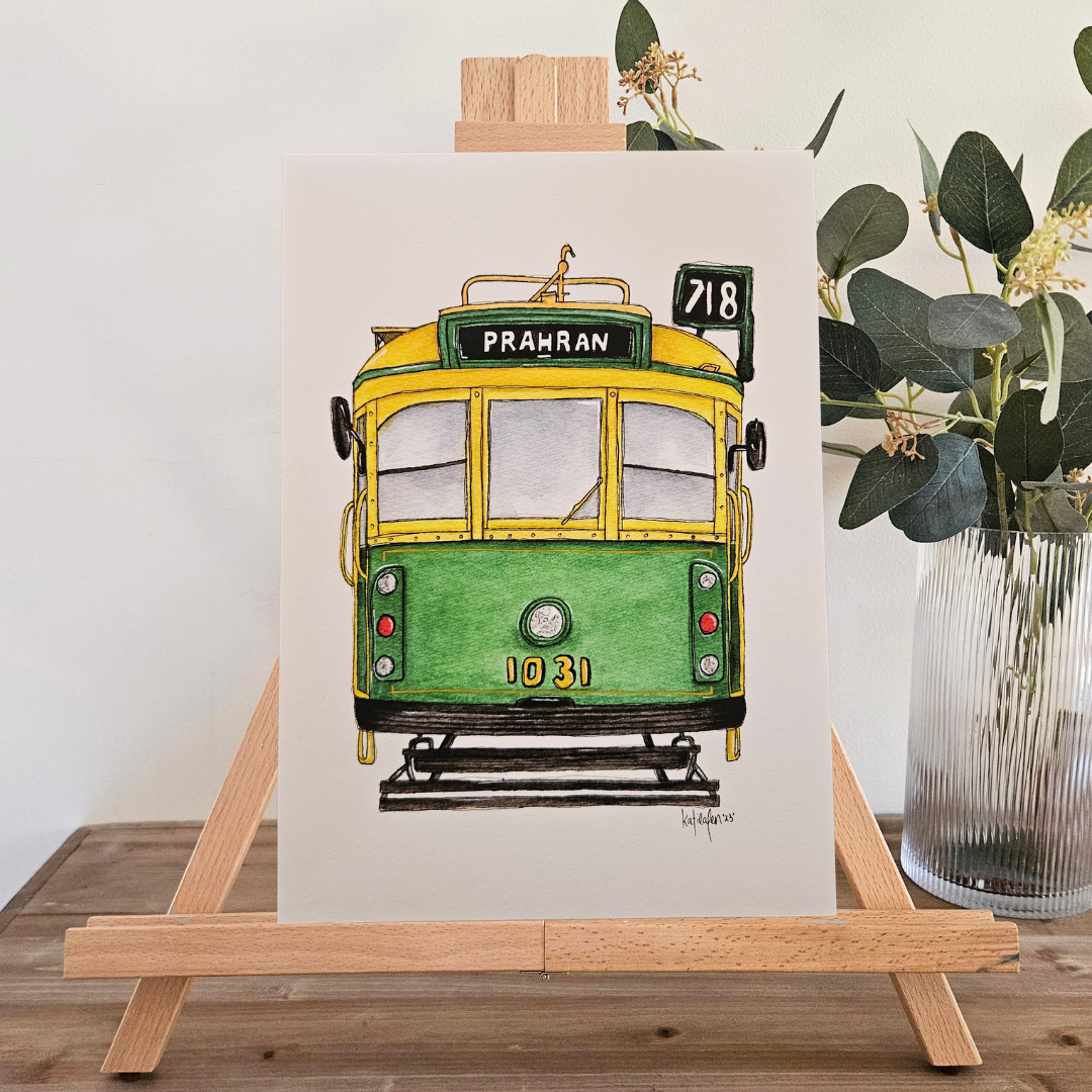 Watercolour Art Print - 'Prahran Tram'