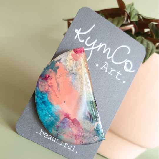 The Bubblegum Sky Collection | Resin art jewellery | Studs & large dangle earrings | Brooch