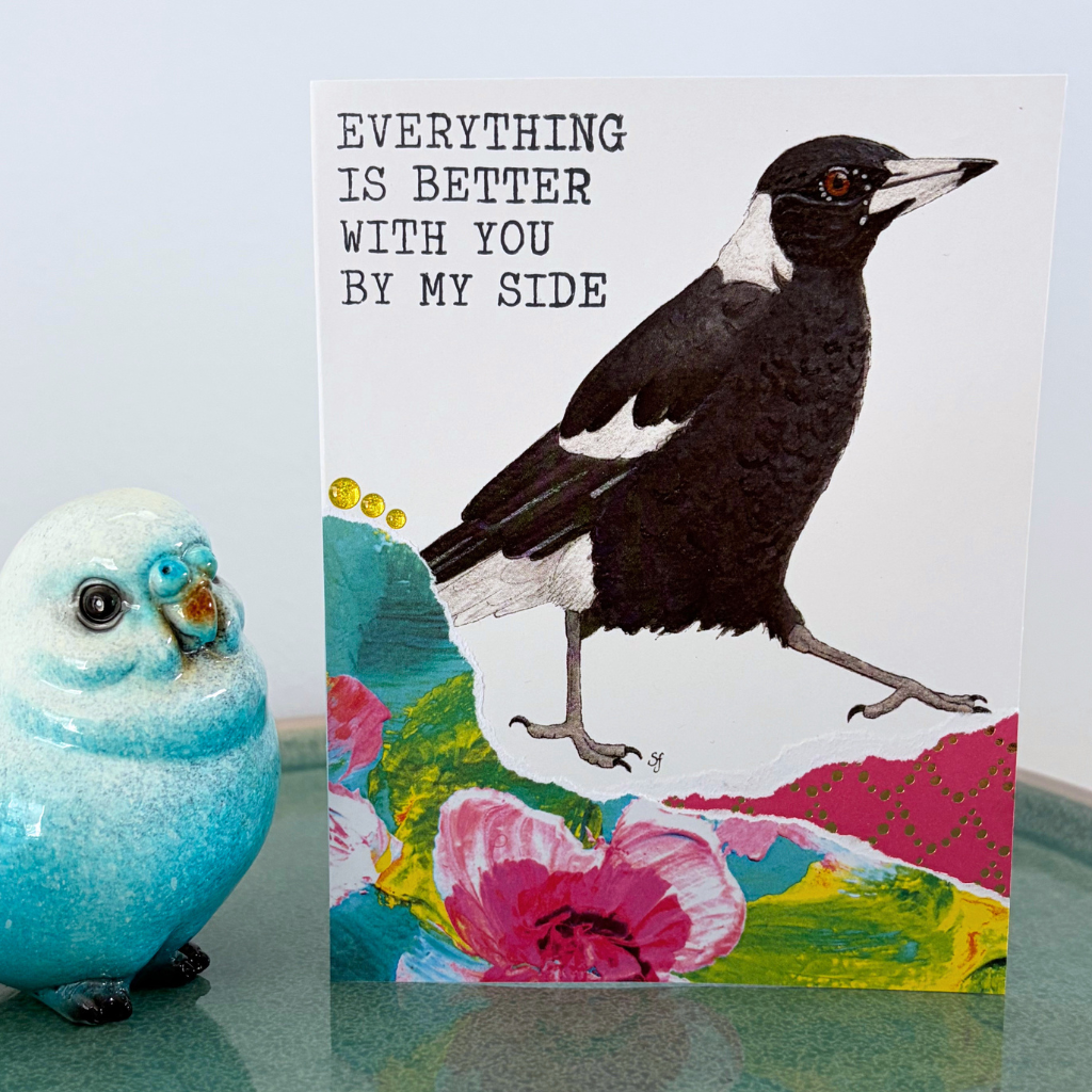 Merry magpie greeting card