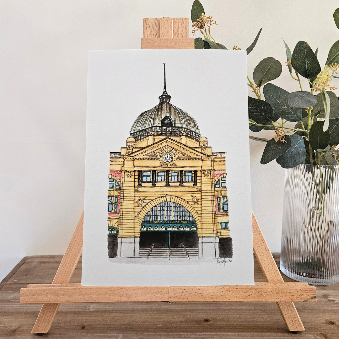 Watercolour Art Print - 'Flinders Street Station'
