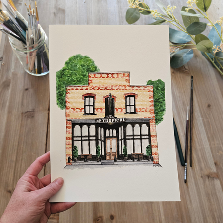 Watercolour Art Print - 'Cafe Tropical'
