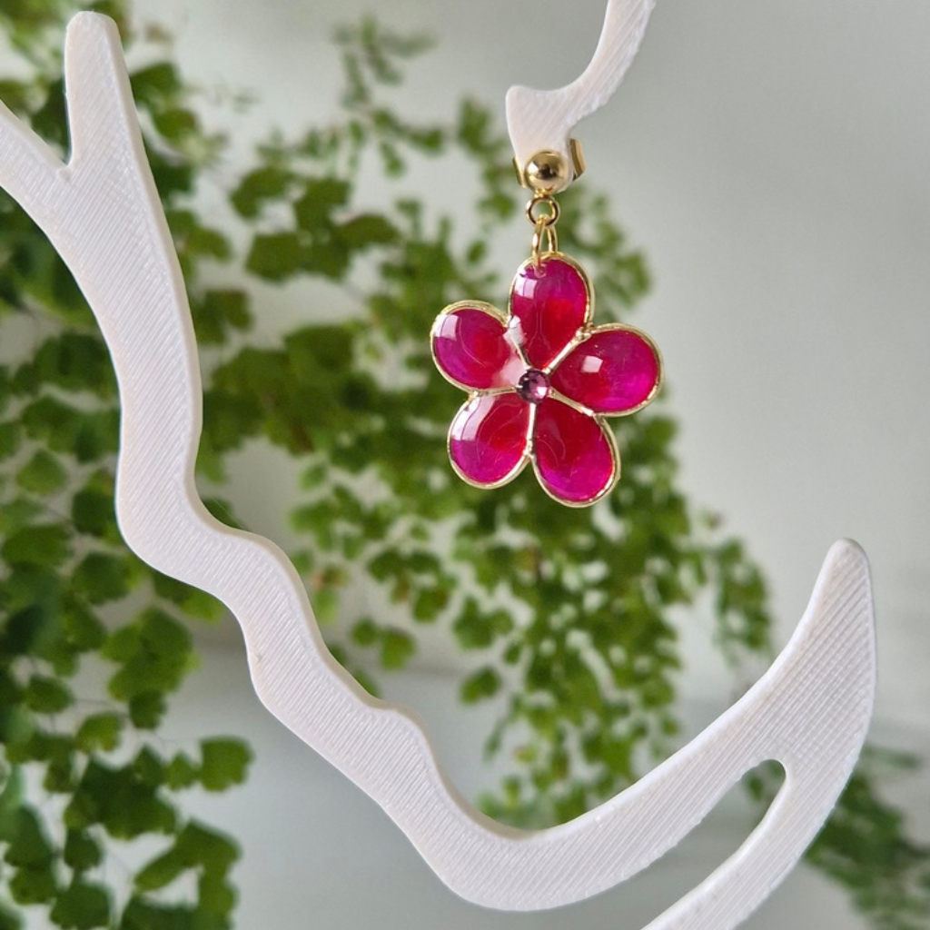 Resin Flower Dangle Earrings