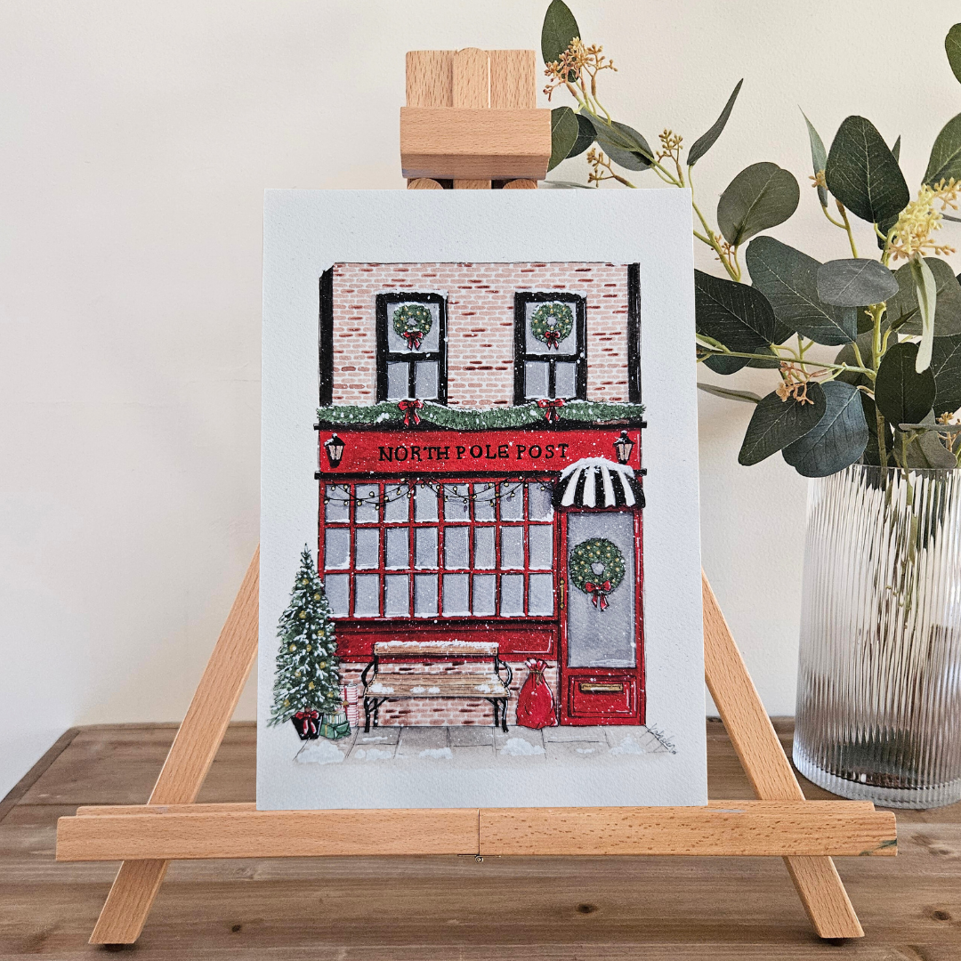 Watercolour Art Print - 'North Pole Post' Storefront