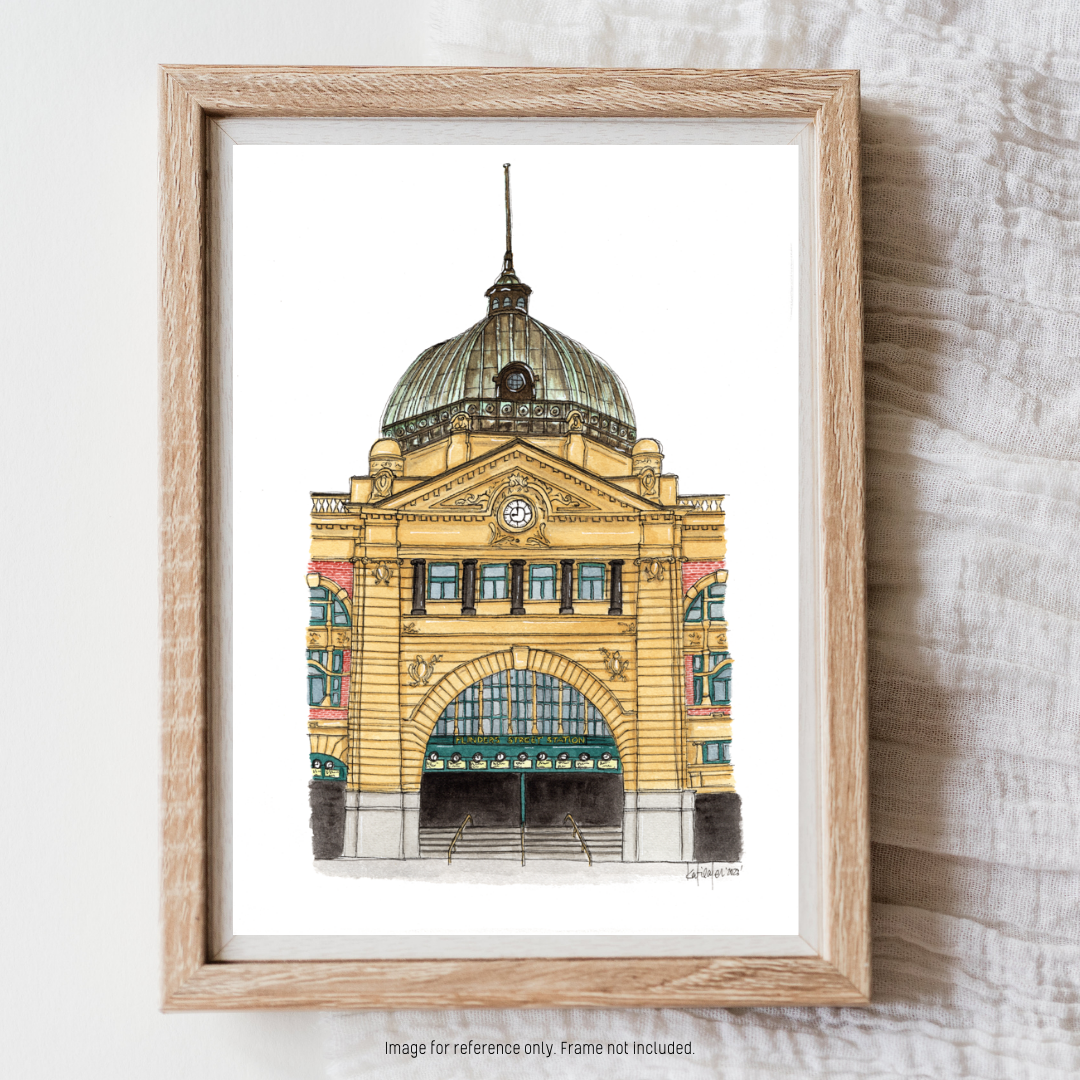 Watercolour Art Print - 'Flinders Street Station'