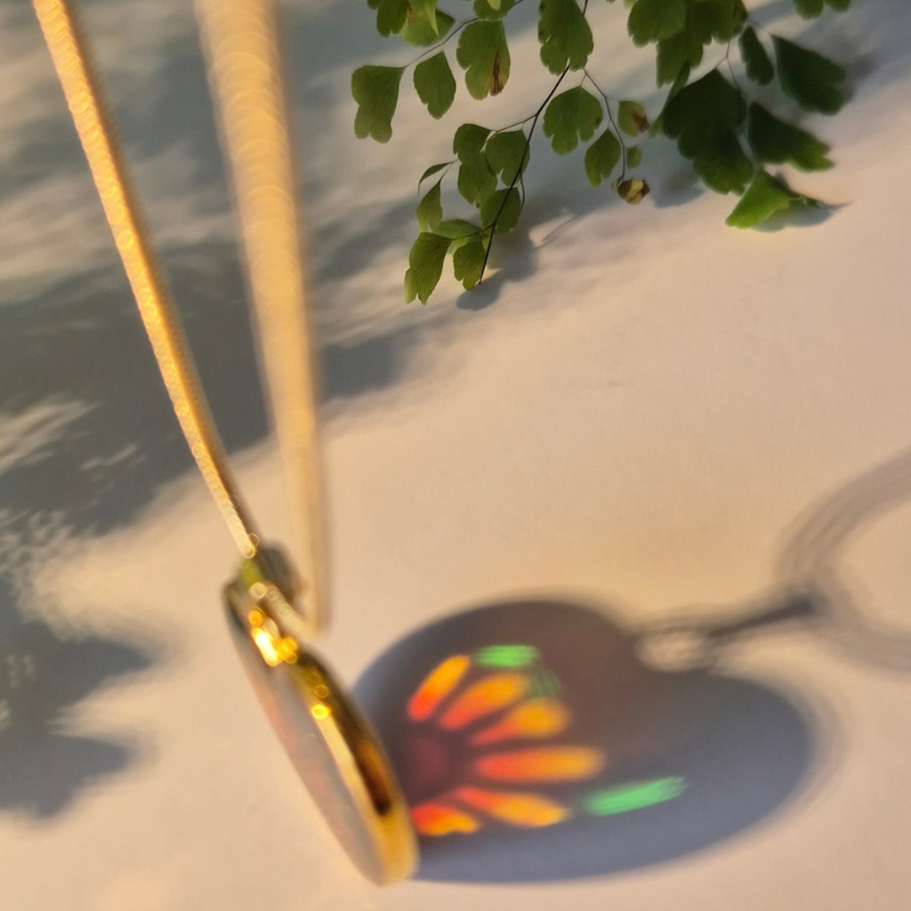 Stained-Glass Effect Resin Sunflower Heart Pendant