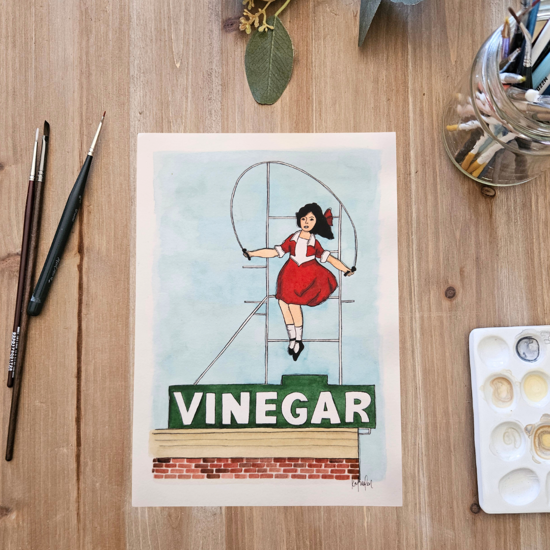 Watercolour Art Print - 'Skipping Girl'