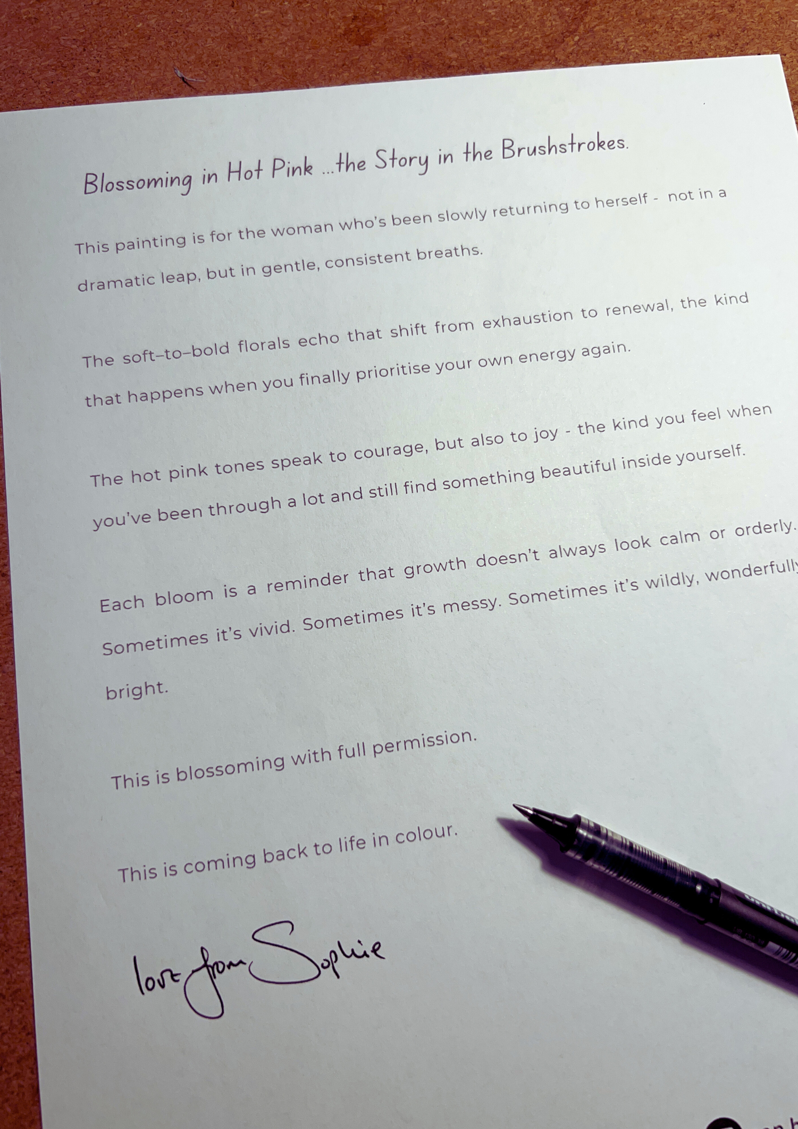 Hand Painted Original Art : Blossoming In Hot Pink