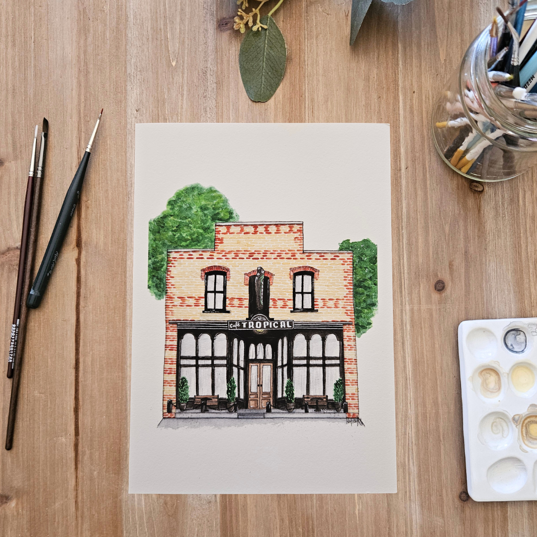 Watercolour Art Print - 'Cafe Tropical'