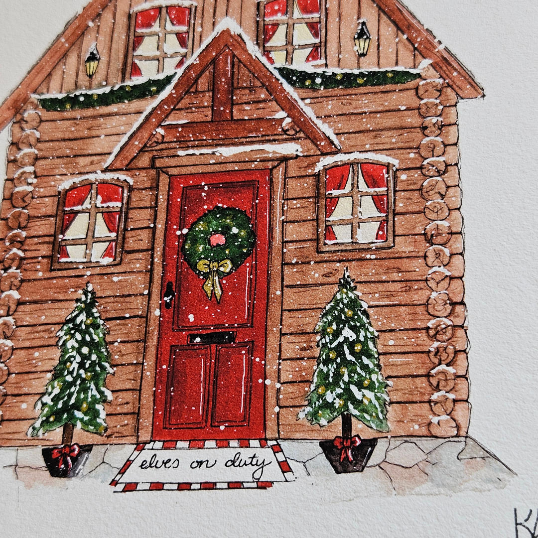 Watercolour Art Print - 'Santa's Workshop'