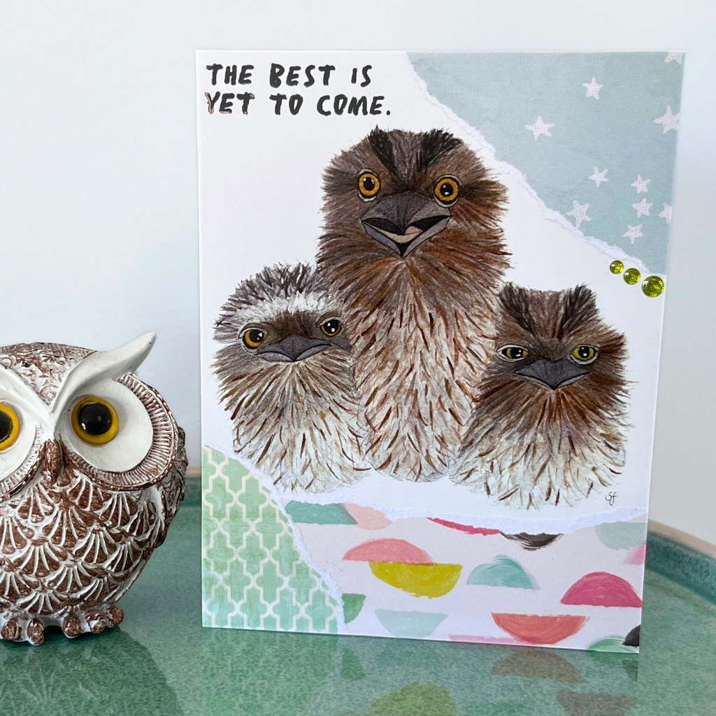 Tawny trio "The best is yet to come" card