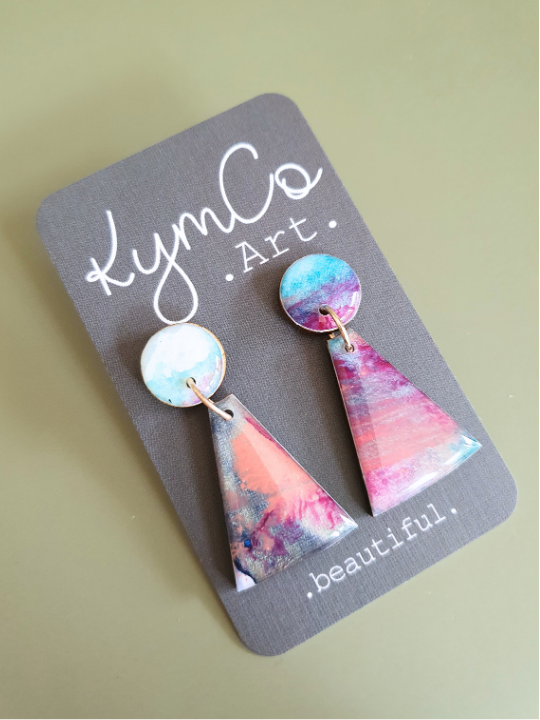 The Bubblegum Sky Collection | Resin art jewellery | Studs & large dangle earrings | Brooch