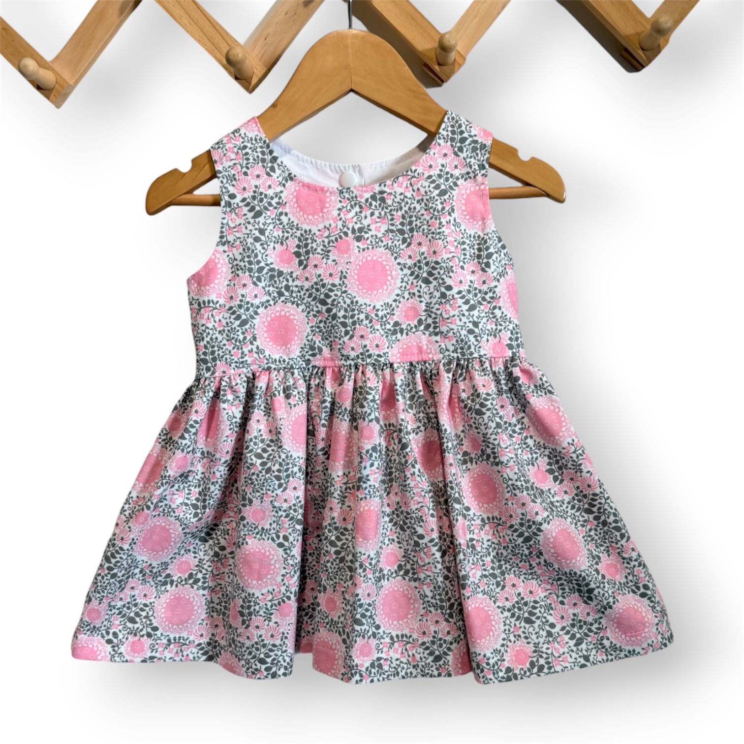 Pink Swirl Flower and Vine Baby Sundress