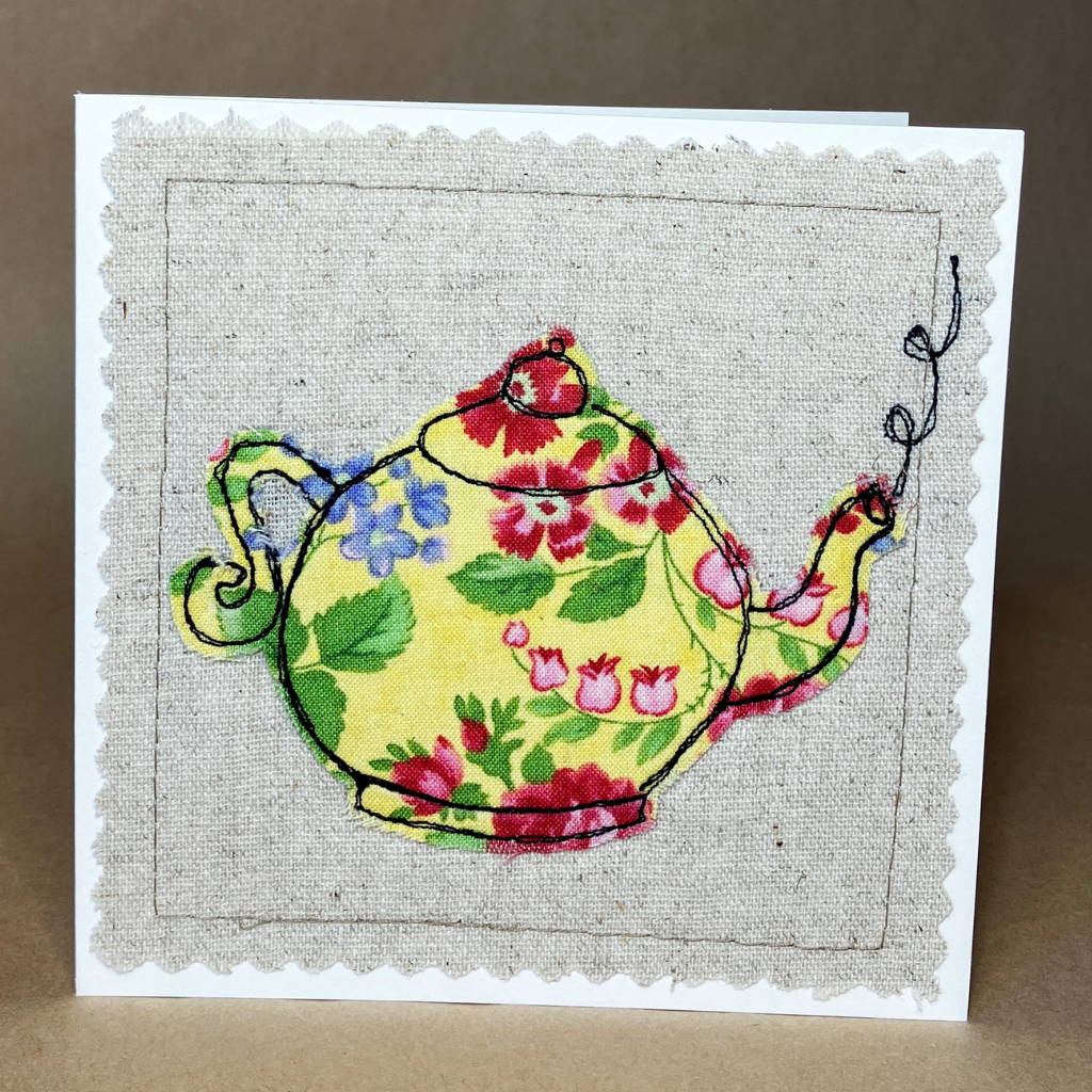 Handmade Fabric Greeting Card & Envelope| 13cm x 13cm | Blank inside