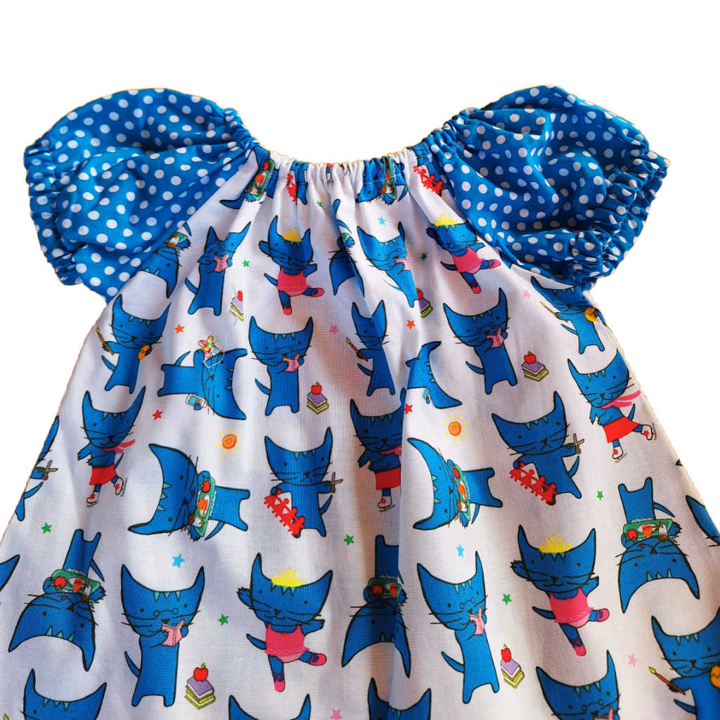 Baby Girls Handmade Cat Print Dress | Size 1