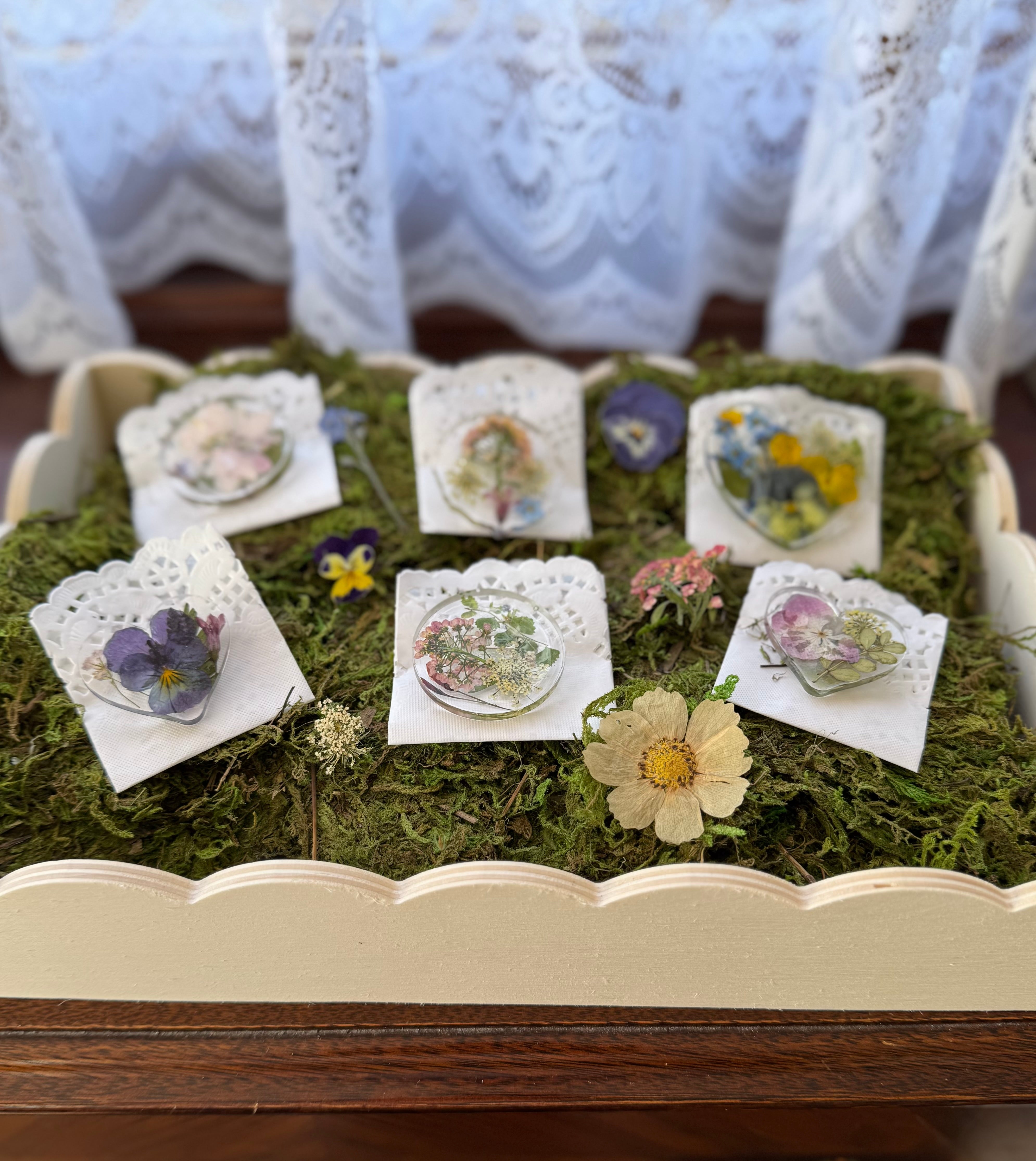 Dried Flower Resin Brooches