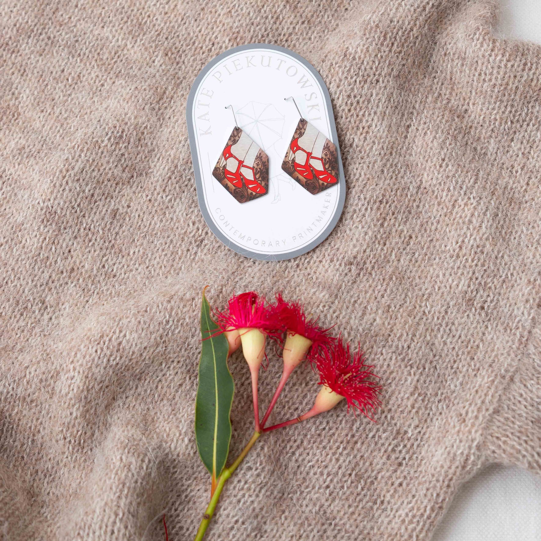 Ruby Red Mary Jane Shoe Earrings