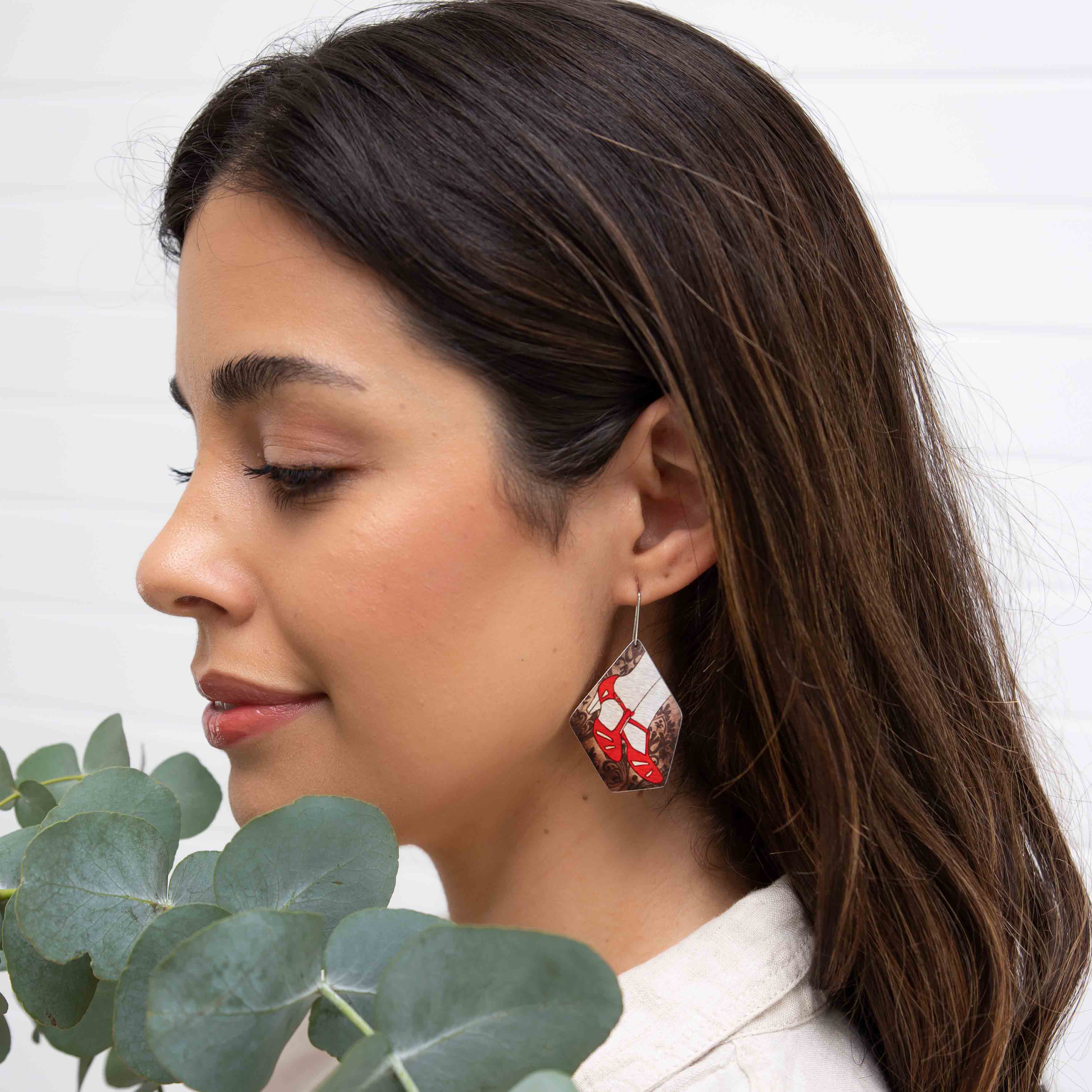 Ruby Red Mary Jane Shoe Earrings