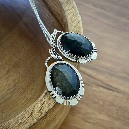 Sterling Silver Golden Sheen Obsidian Oval Pendant