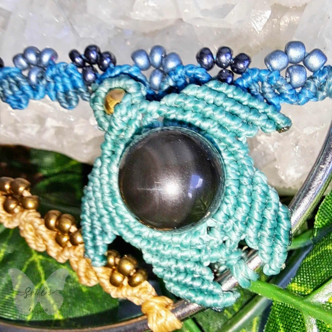 Rainbow Obsidian Turtle with Ocean Mini Hanger