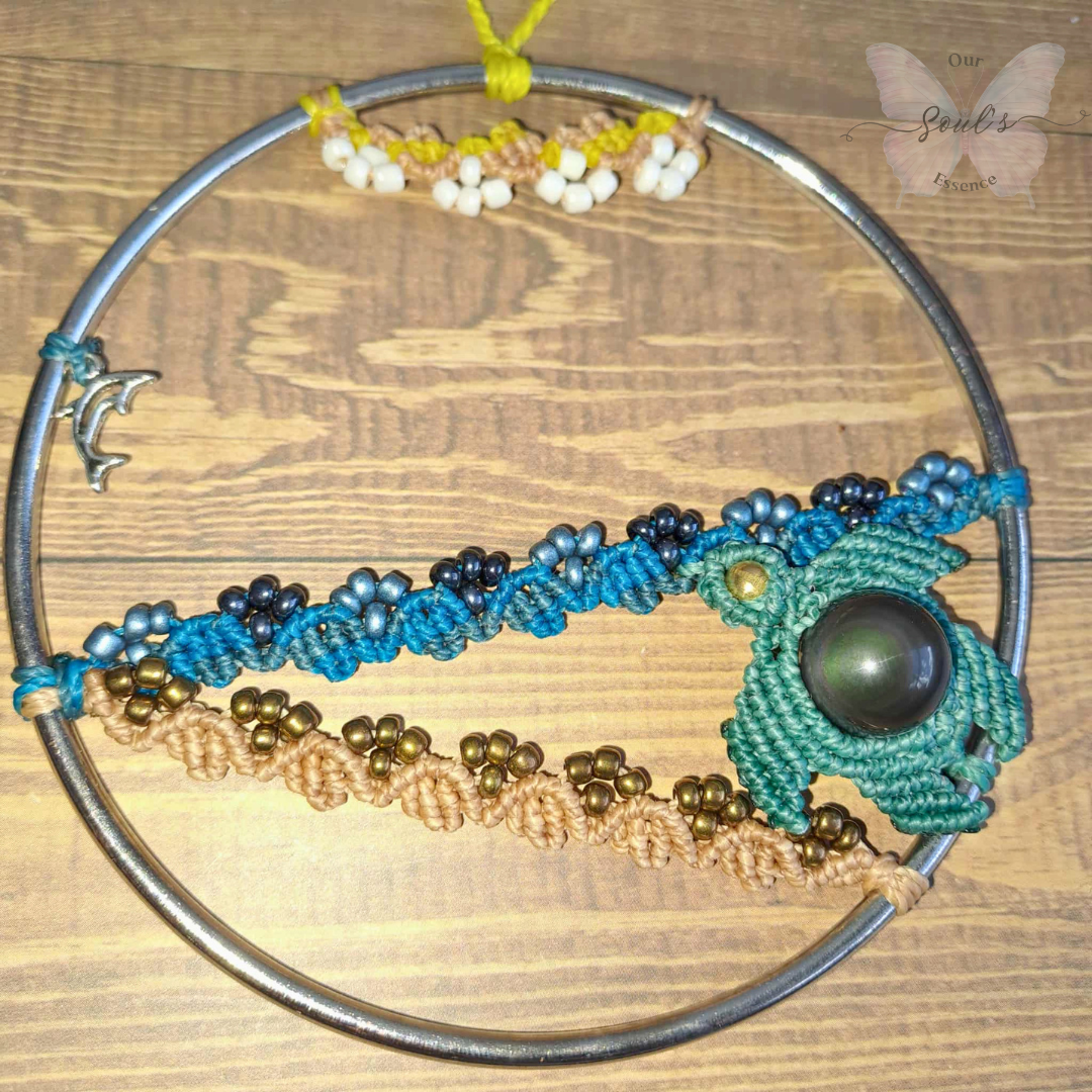 Rainbow Obsidian Turtle with Ocean Mini Hanger