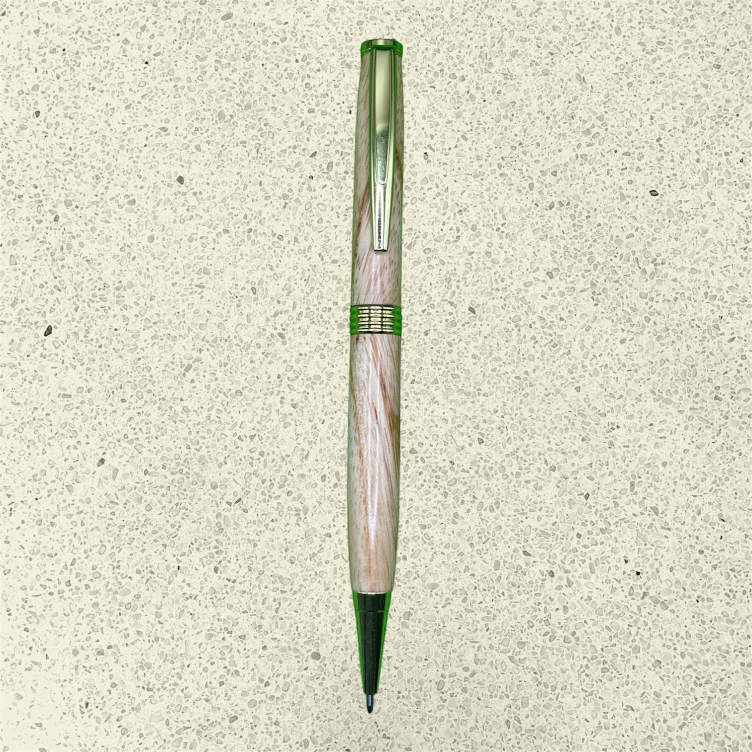 Broad Ballpoint Pen – English Ash – Gold Accents