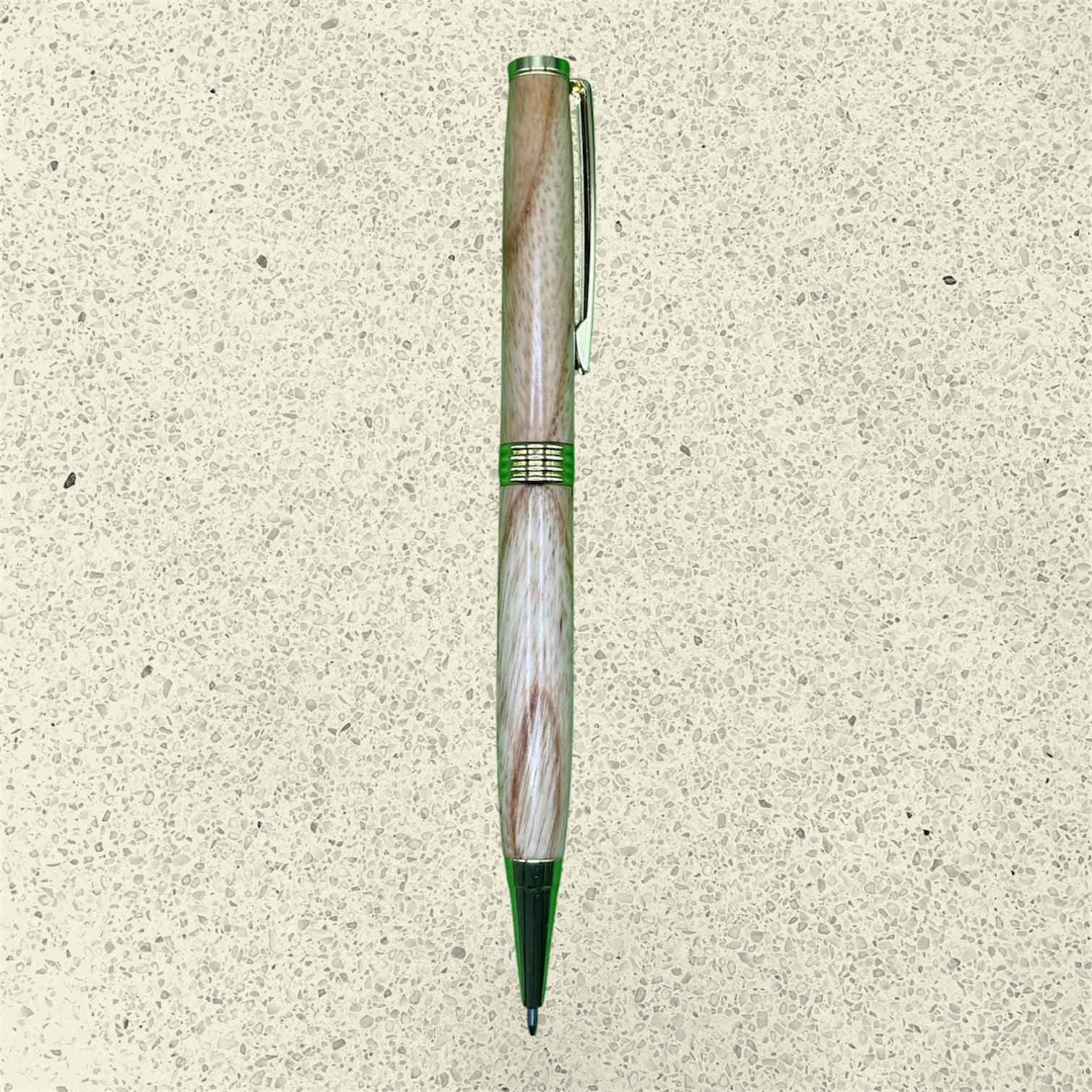 Broad Ballpoint Pen – English Ash – Gold Accents