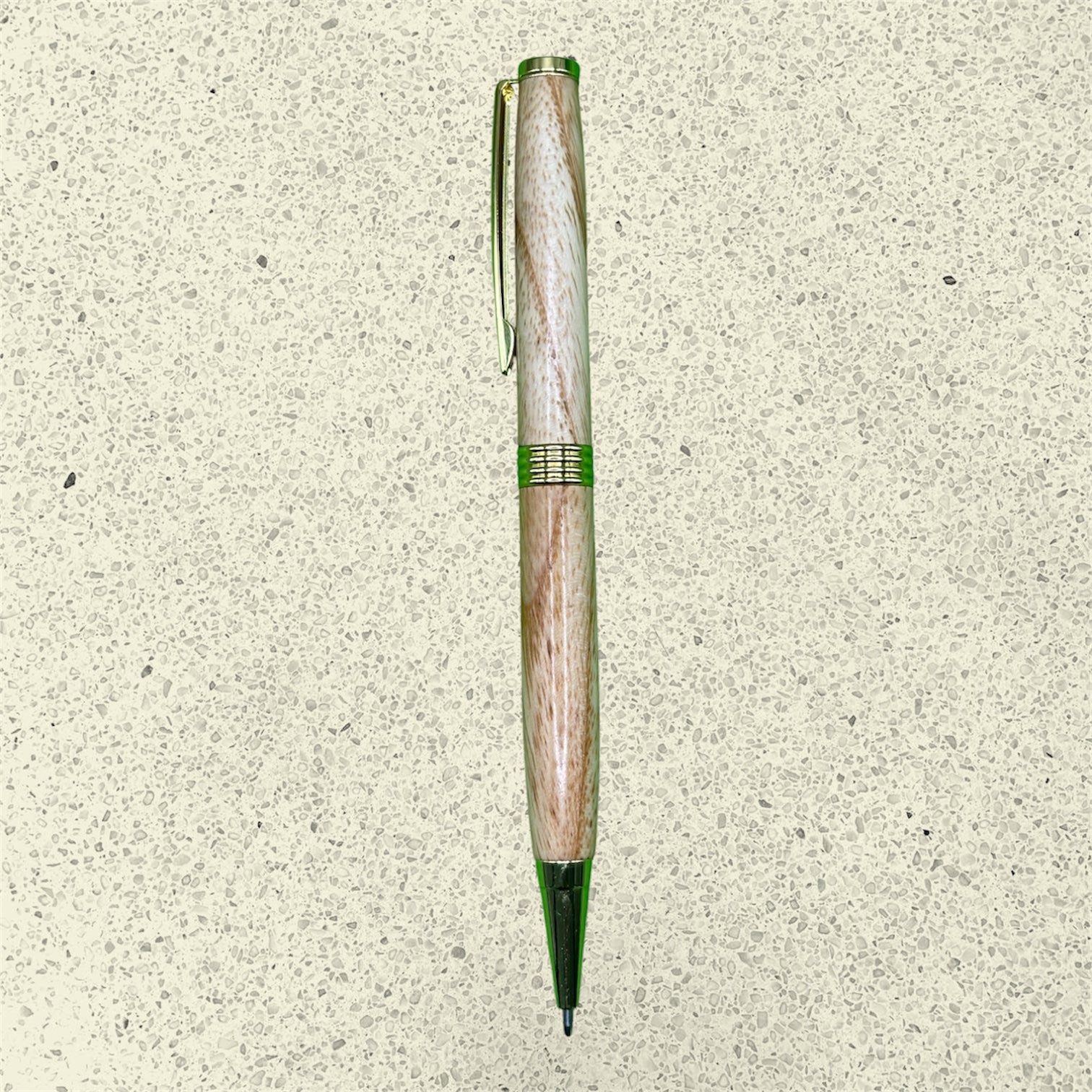 Broad Ballpoint Pen – English Ash – Gold Accents