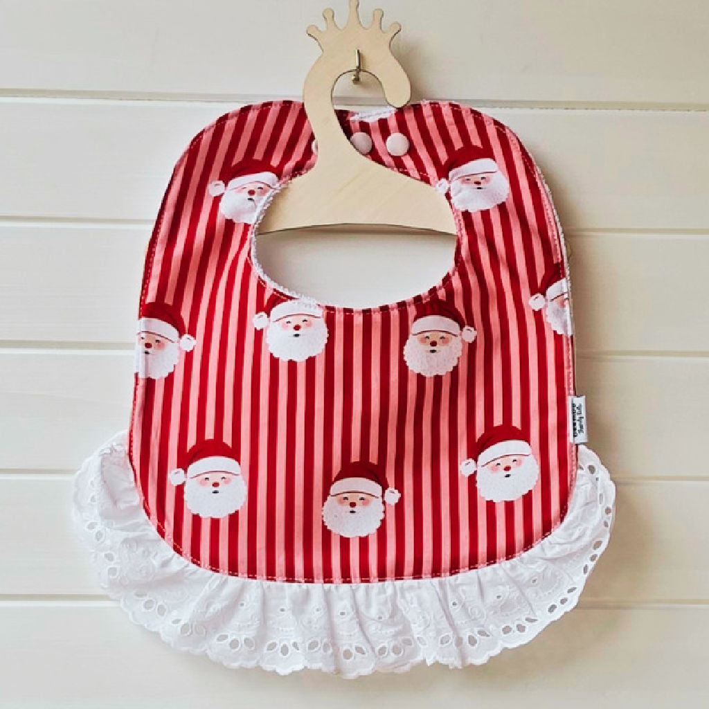 Handmade Red & Pink Santa Christmas Baby Bib
