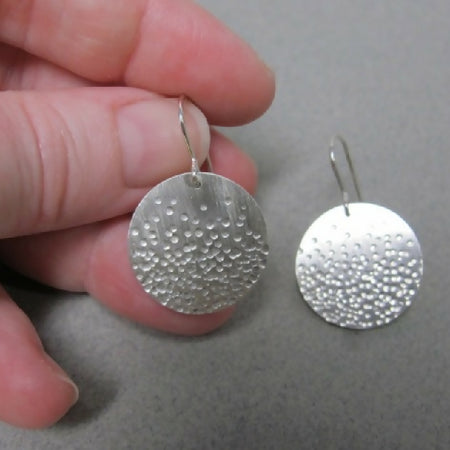 Bubbles rising sterling silver disc earrings