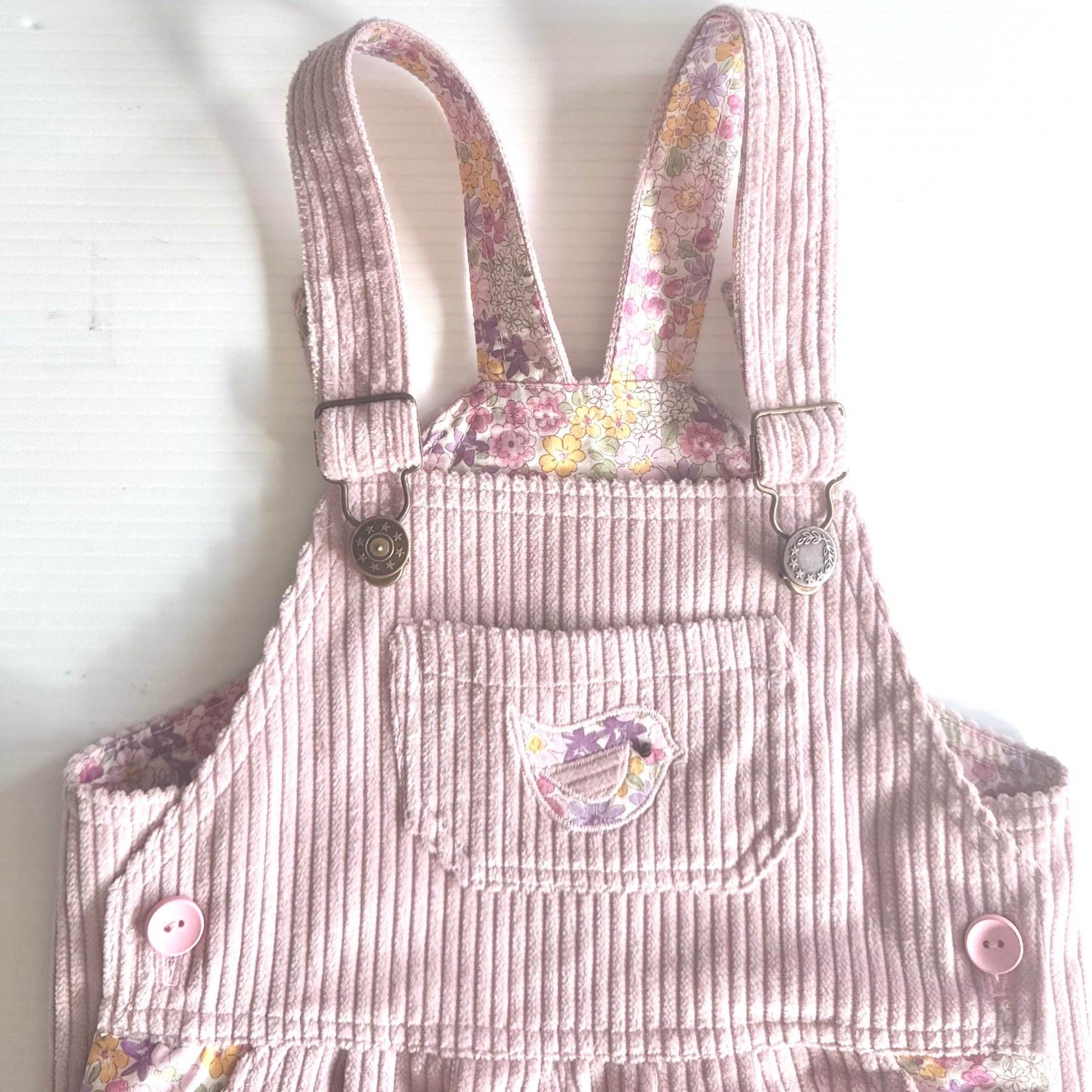 Appliqued Soft  Cord Overalls