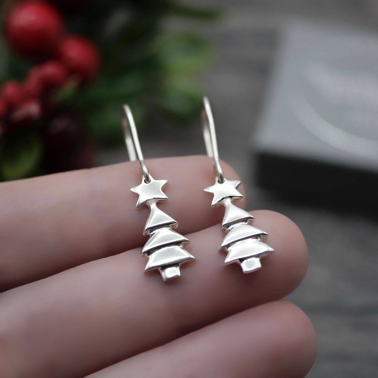 Christmas Trees - Handmade Sterling Silver Earrings