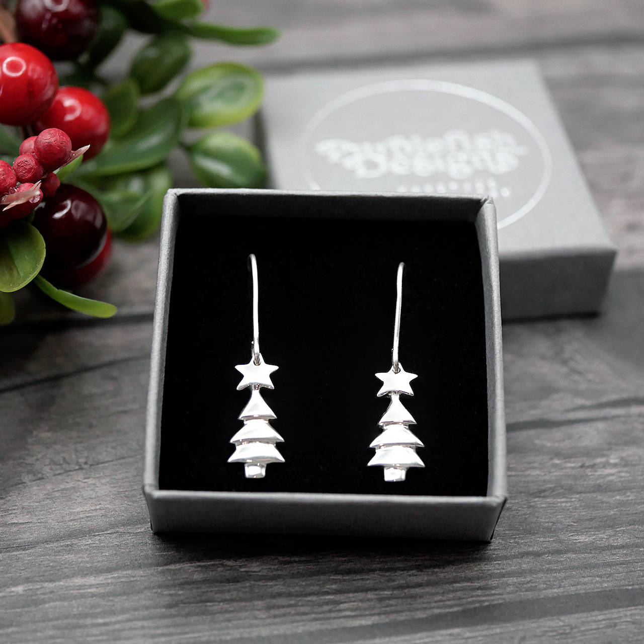 Christmas Trees - Handmade Sterling Silver Earrings