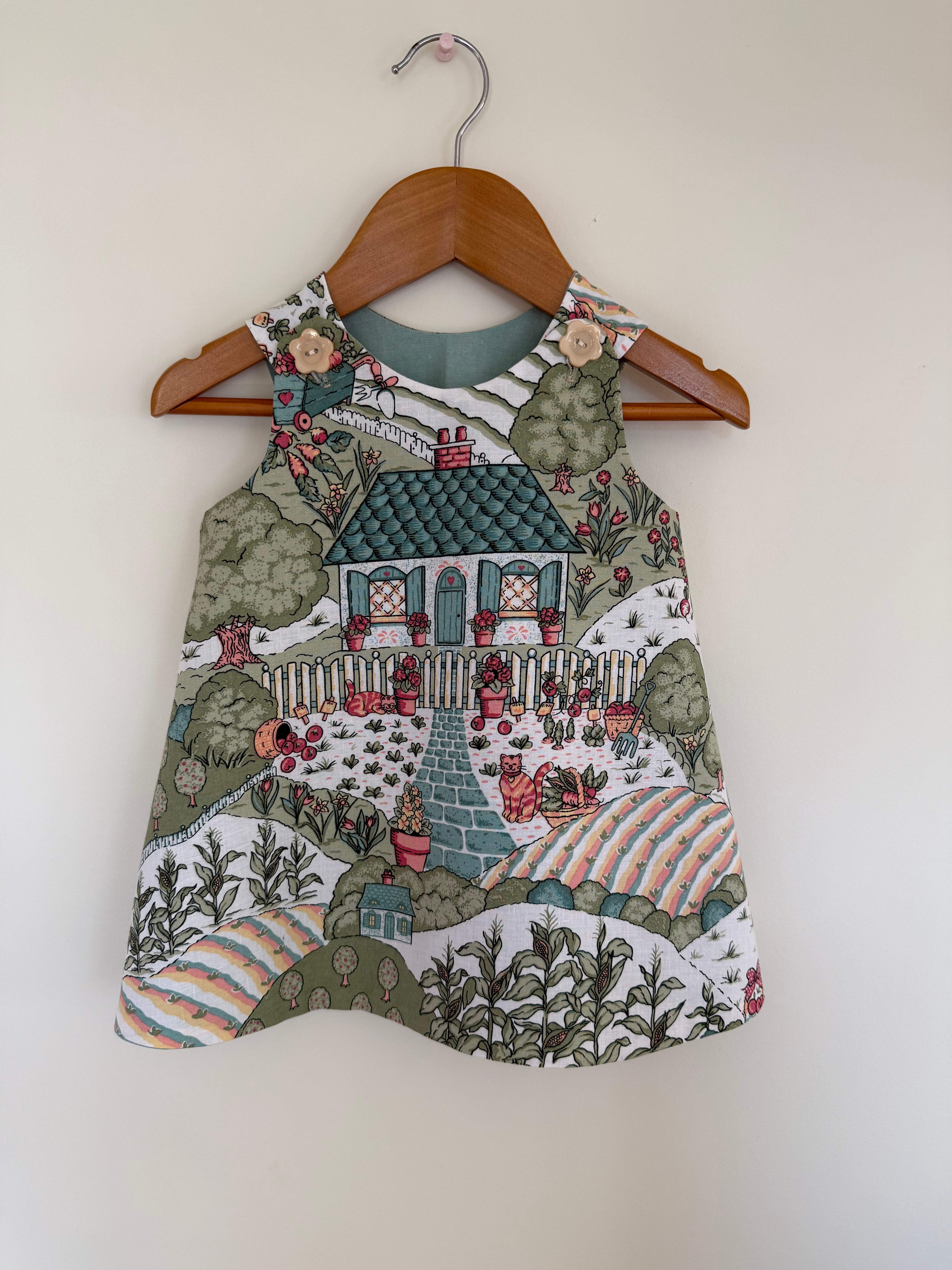 Baby girl cute farmhouse pinafore ,size 1