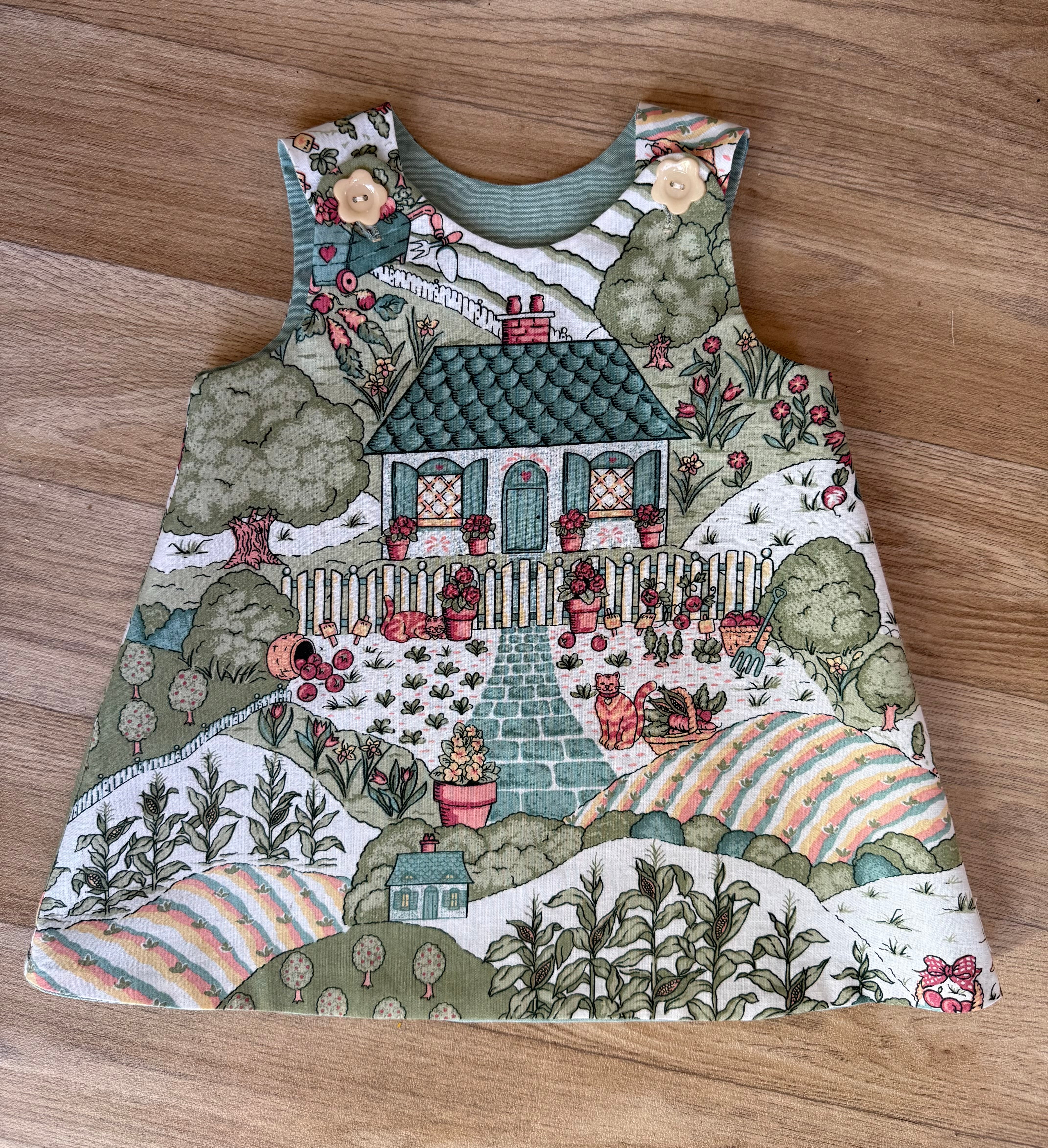 Baby girl cute farmhouse pinafore ,size 1