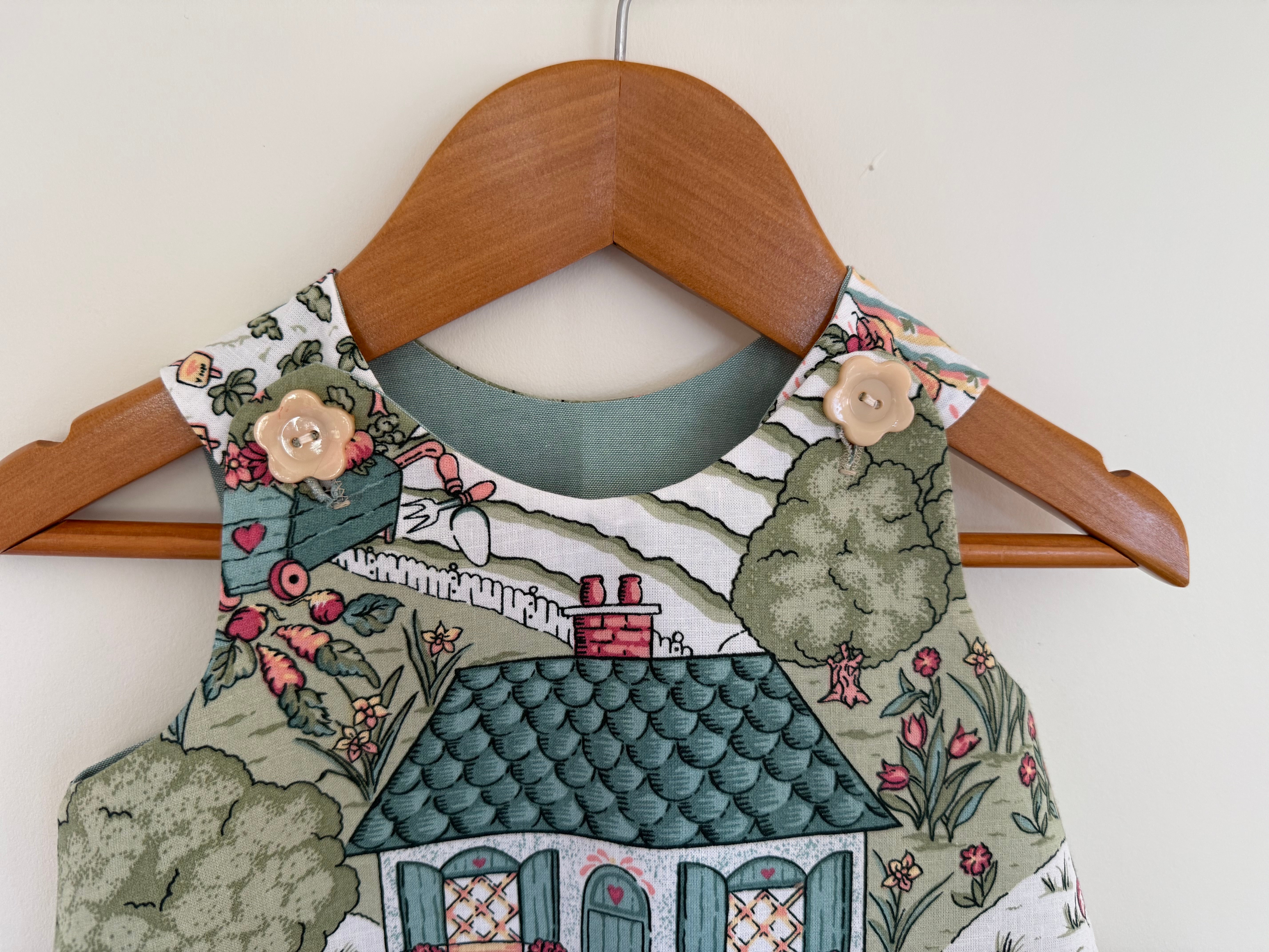 Baby girl cute farmhouse pinafore ,size 1