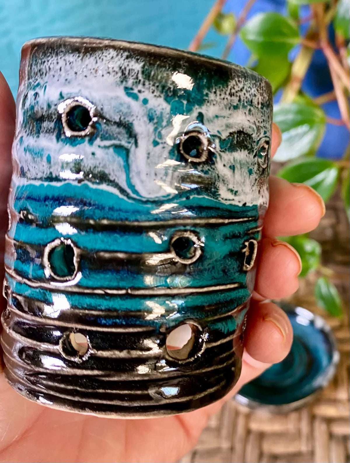 Tea light candle holder turquoises