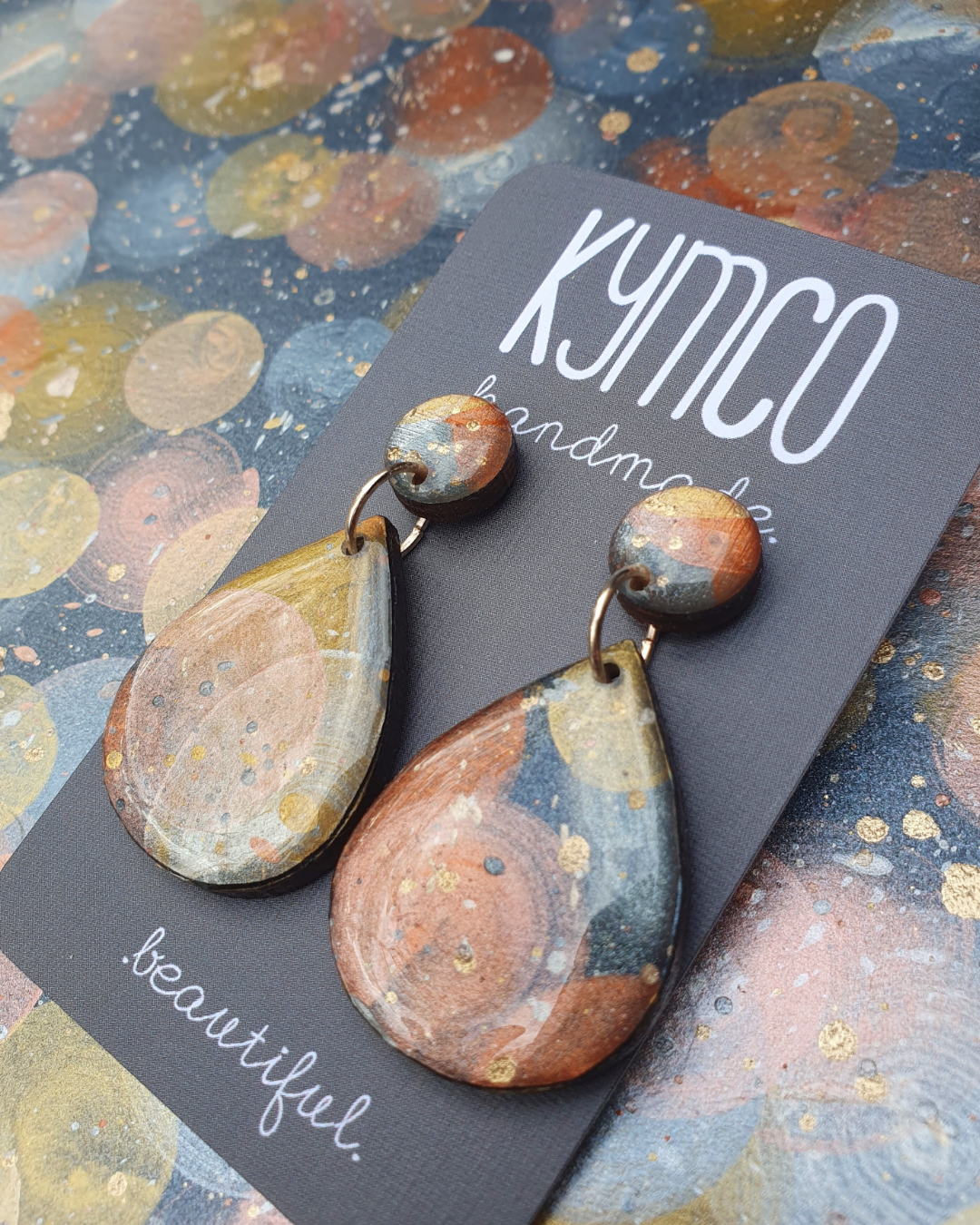 The Desert Dreaming Collection | Resin art jewellery | Large dangle earrings
