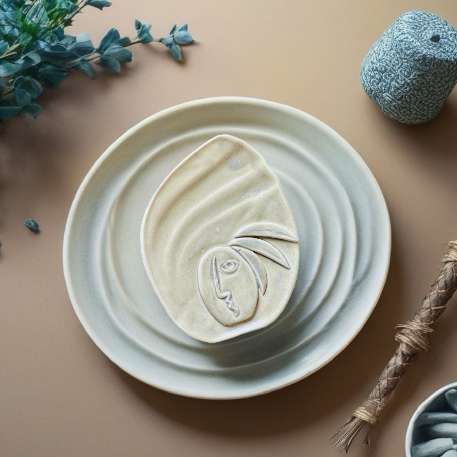 Plate With Abstract Face