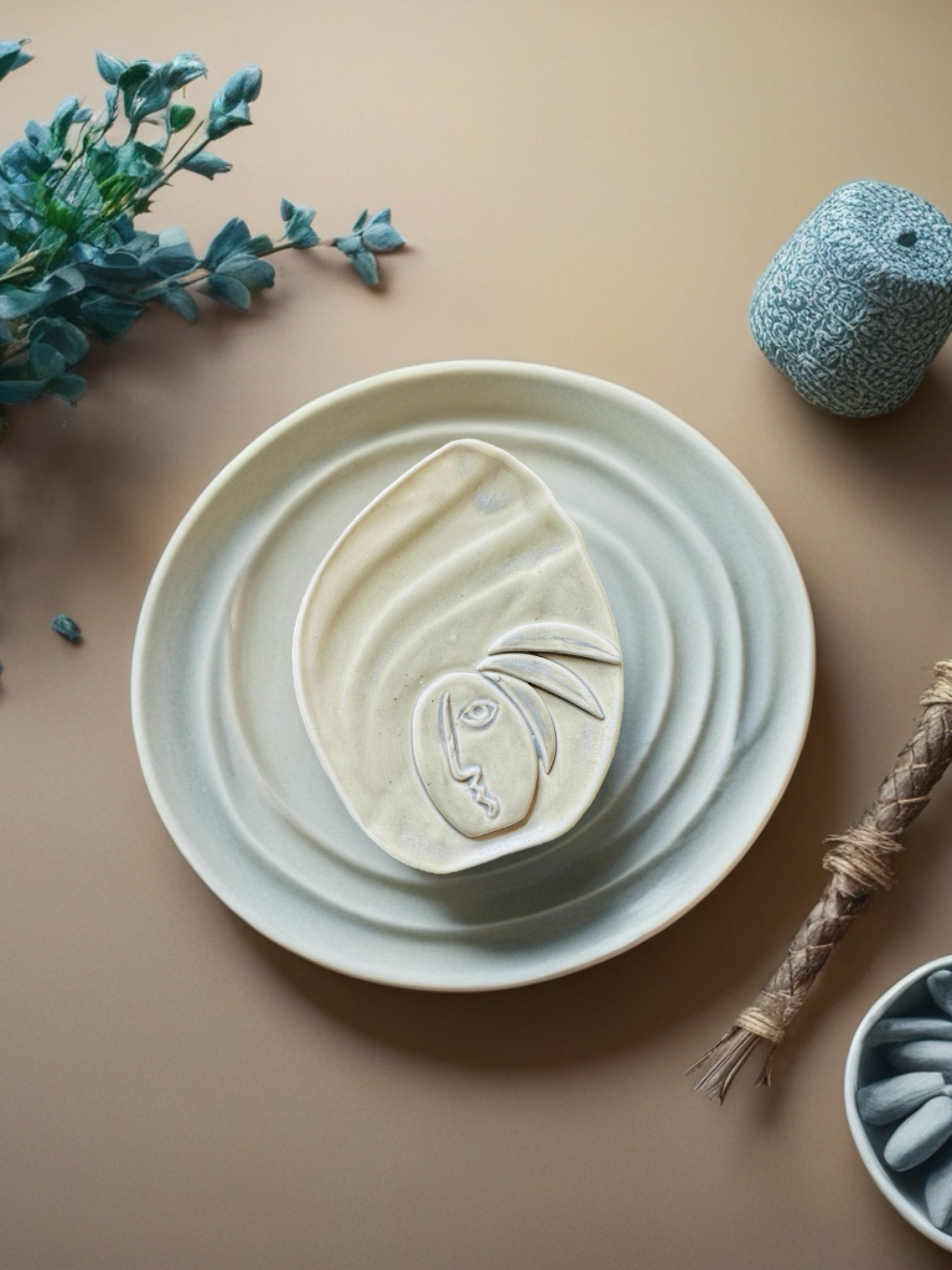 Plate With Abstract Face