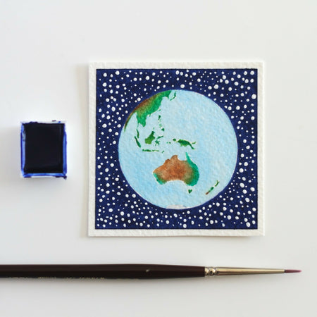 Miniature Watercolour Painting of Earth