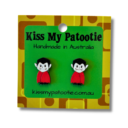 Vampire Halloween studs - wooden, hand painted earrings