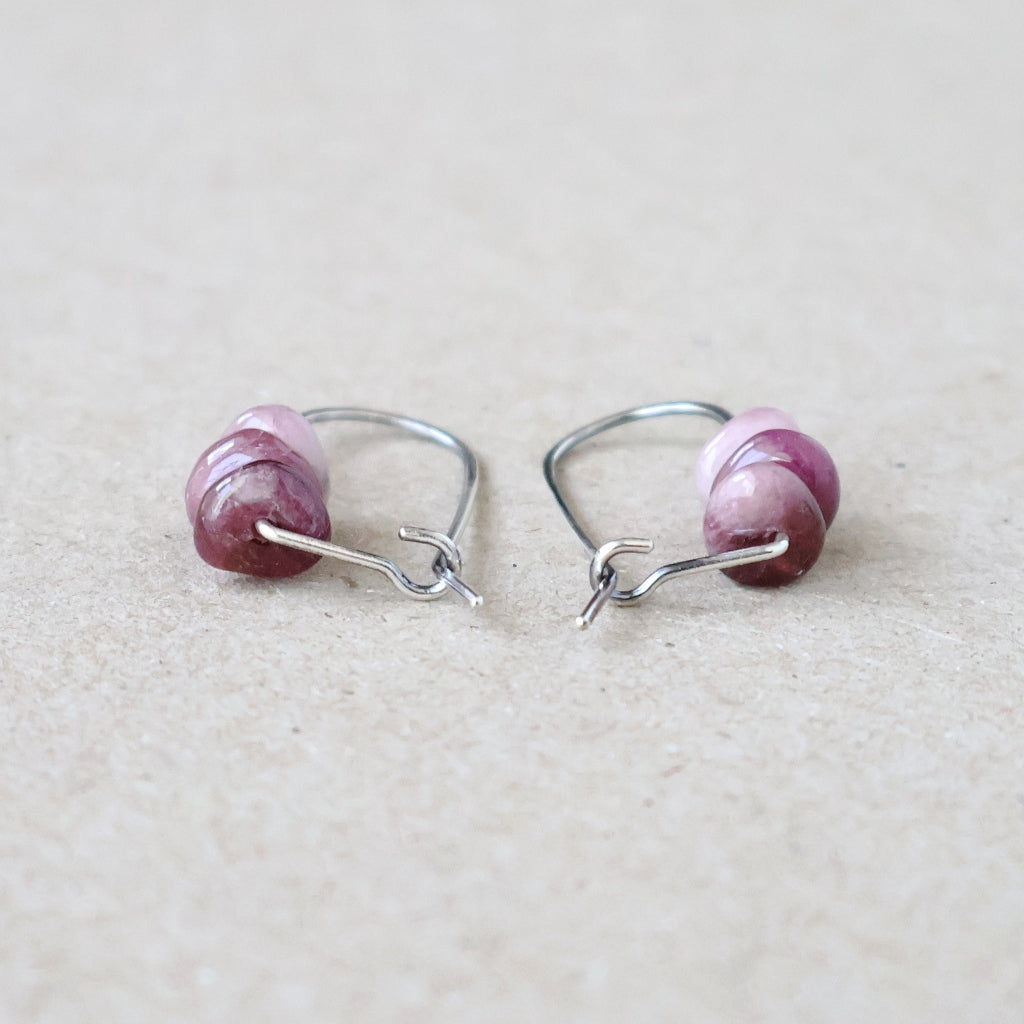 Handcrafted Ombre Pink Tourmaline Earrings - October Birthstone