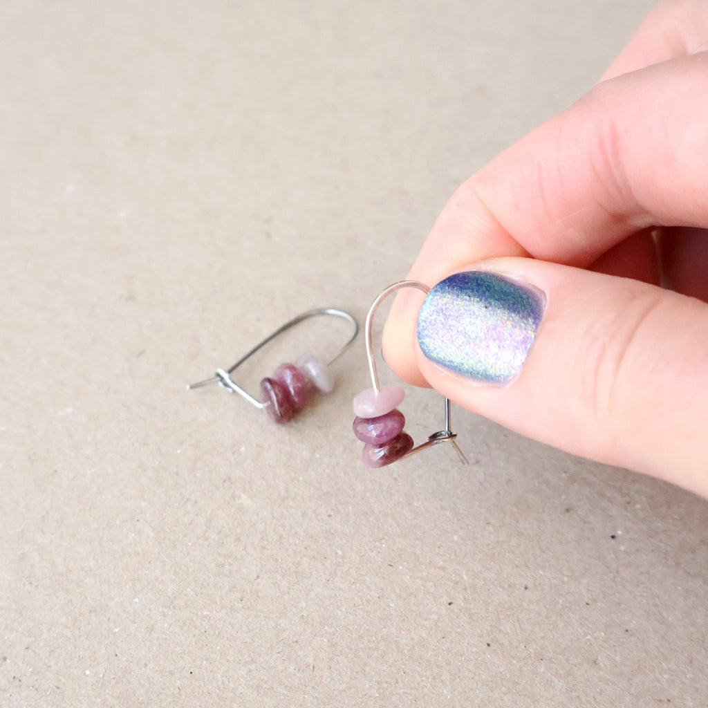Handcrafted Ombre Pink Tourmaline Earrings - October Birthstone