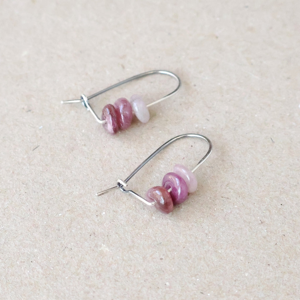 Handcrafted Ombre Pink Tourmaline Earrings - October Birthstone