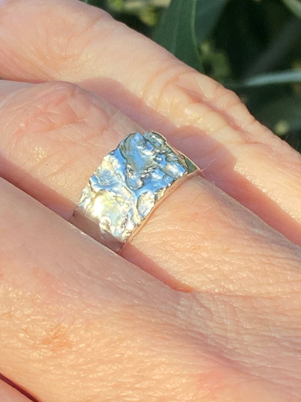 Almond Kernel Ring, Size P, Sterling Silver