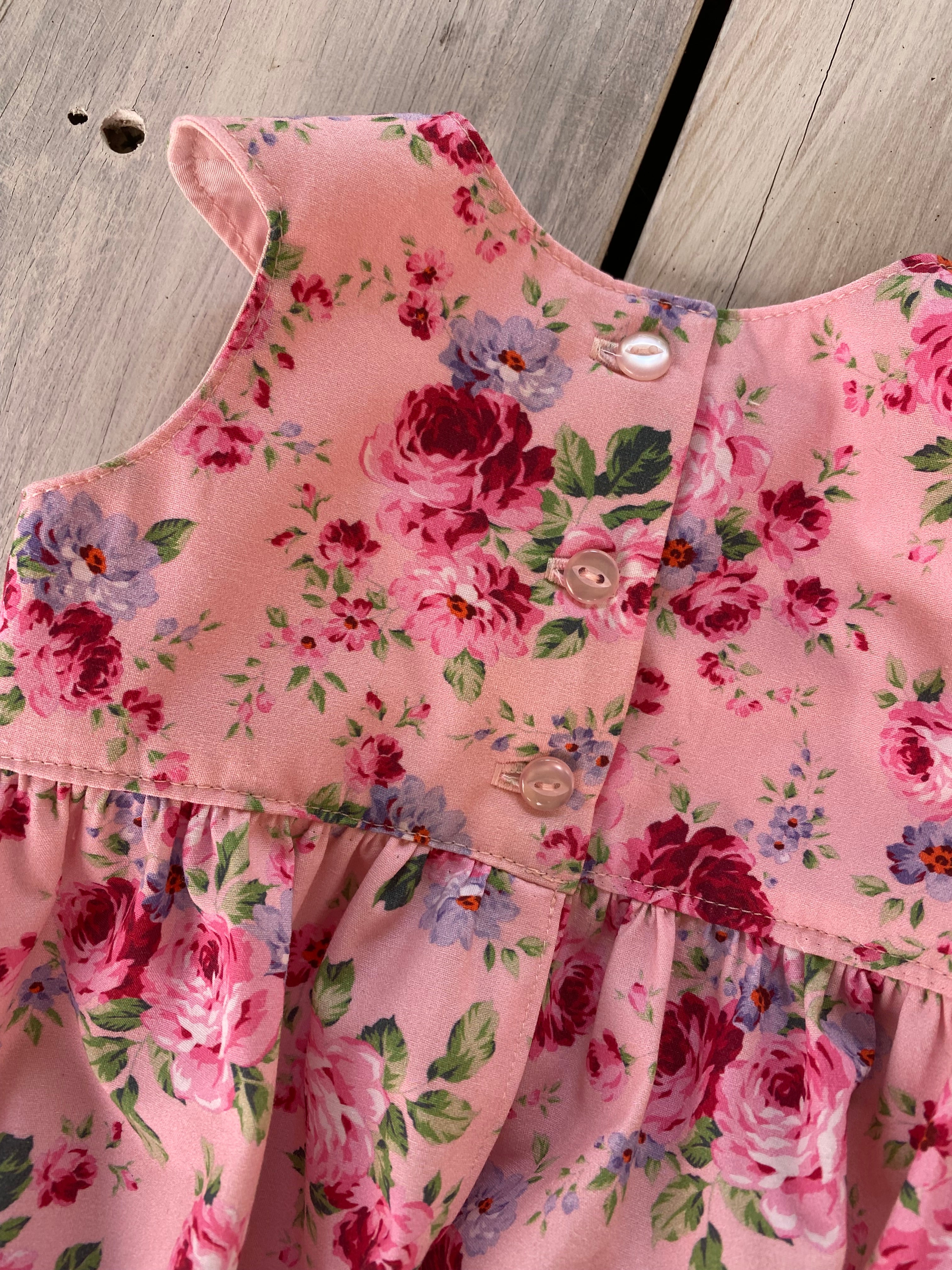 Pink Dahlia Romper Handmade Size 000