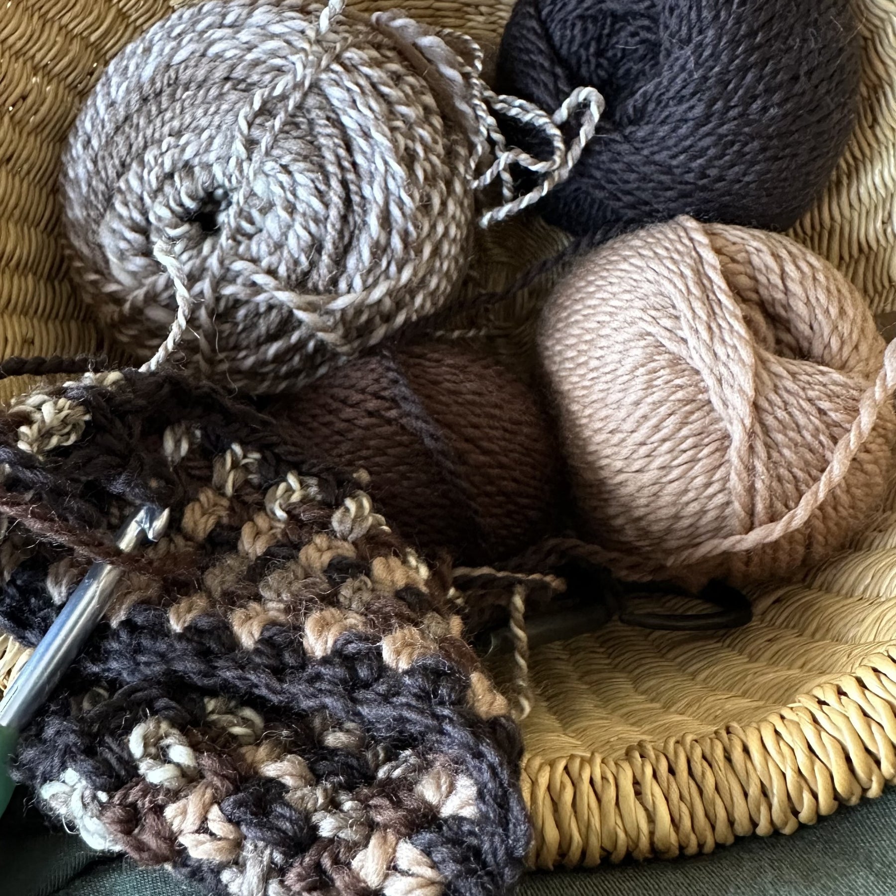 'Chocolate Mocha' Crocheted Wool Cowl